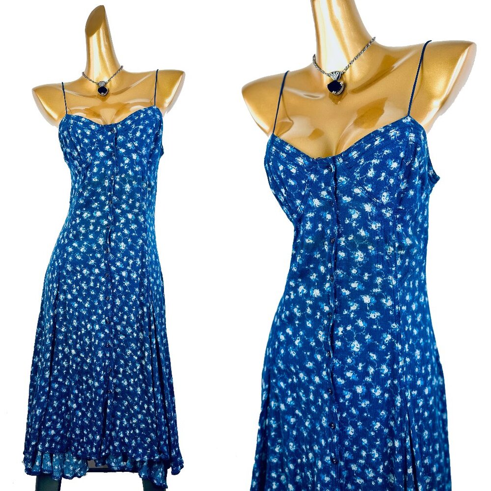 Vintage 90s floral grunge dress boho cottagecore prairie midi sundress